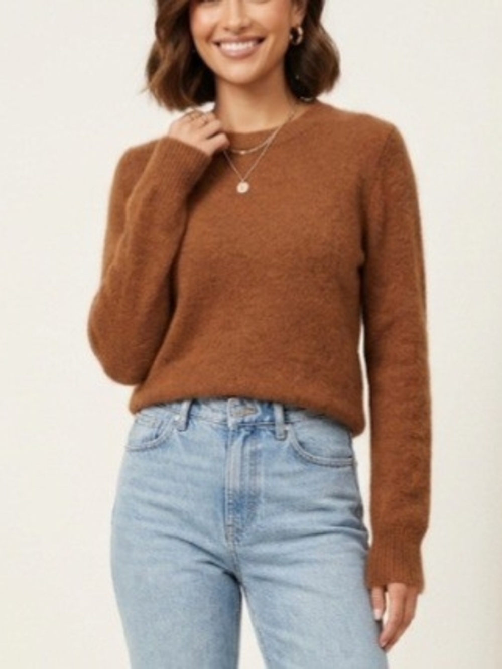 Reformation Brown Recycled Cashmere Crewneck Sweater - Size - S